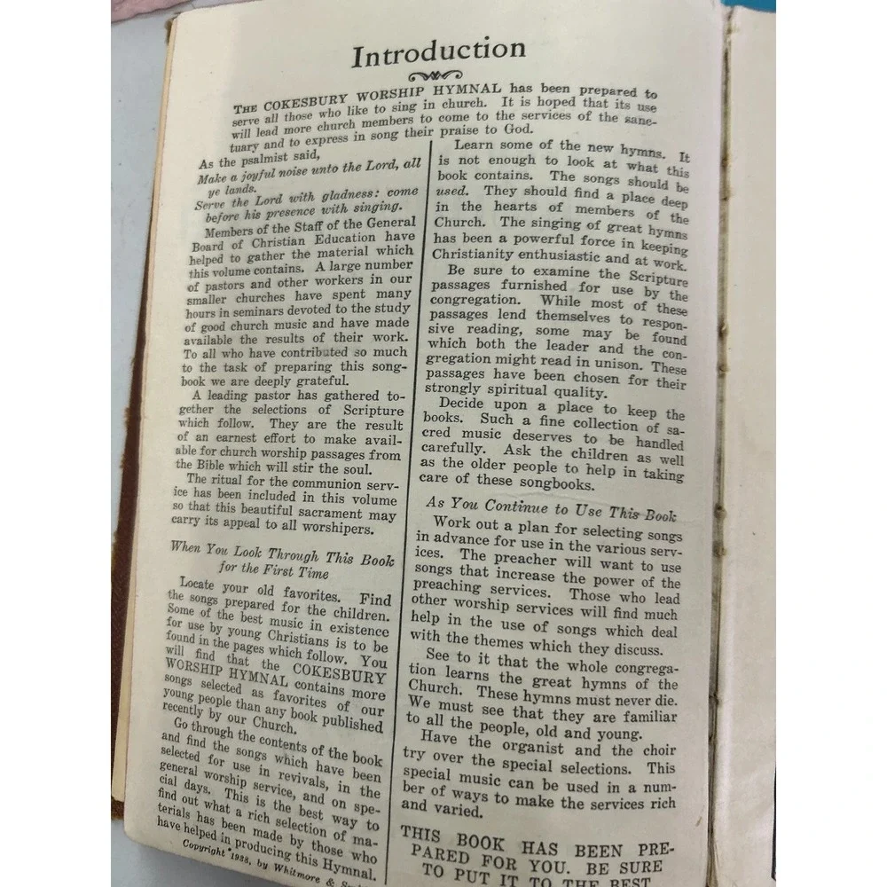 The Cokesbury Worship Hymnal C. A. Bowen 1938 Methodist Publishing